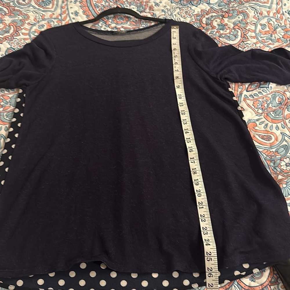 Paper Moon Navy Tunic Top Polka Dot Back Detail |3/4 Sleeve |Small - Picture 9 of 9
